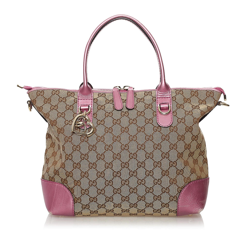 Gucci Gucci Canvas Heart Bit Satchel (SHG-32482)