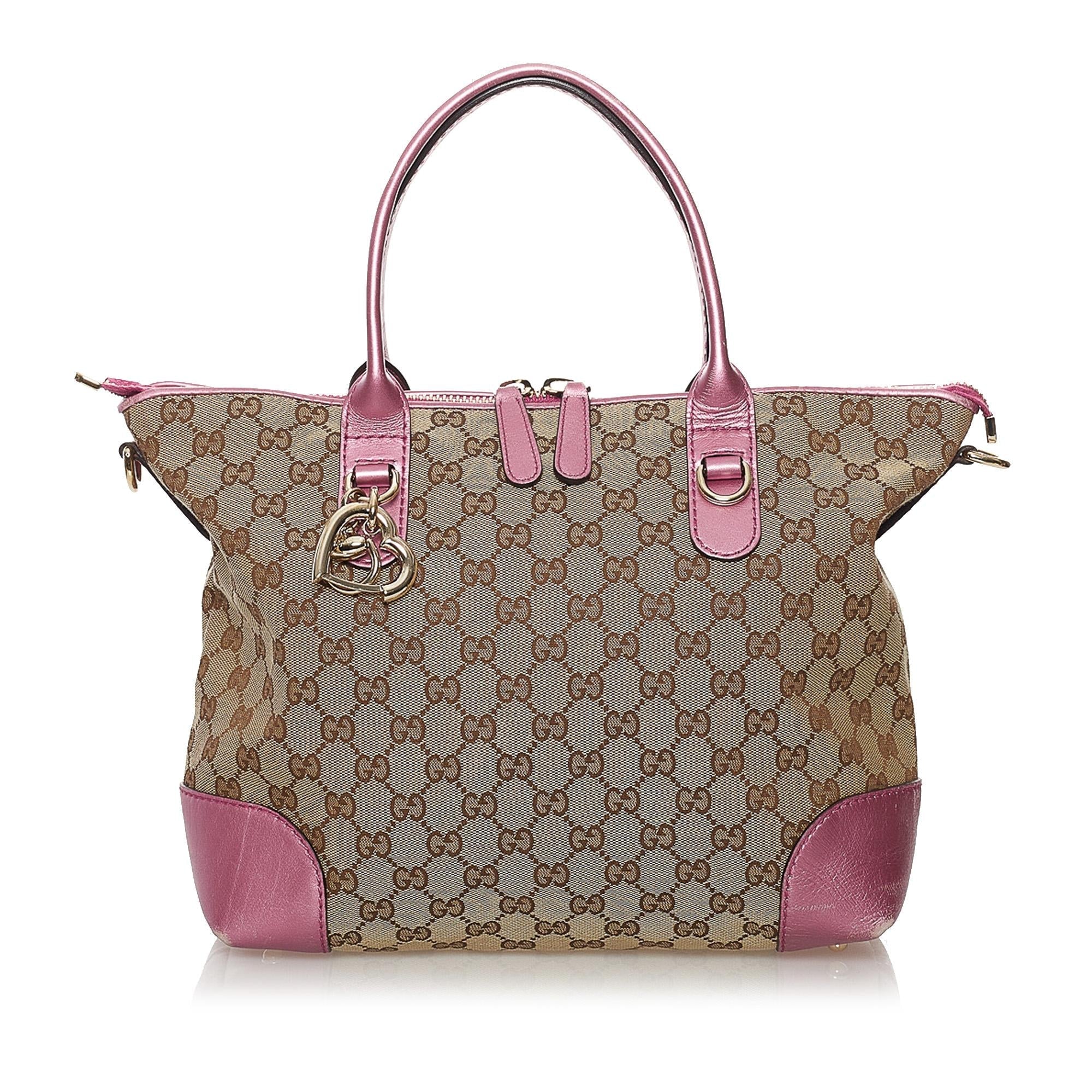 Gucci Gucci Canvas Heart Bit Satchel (SHG-32482)