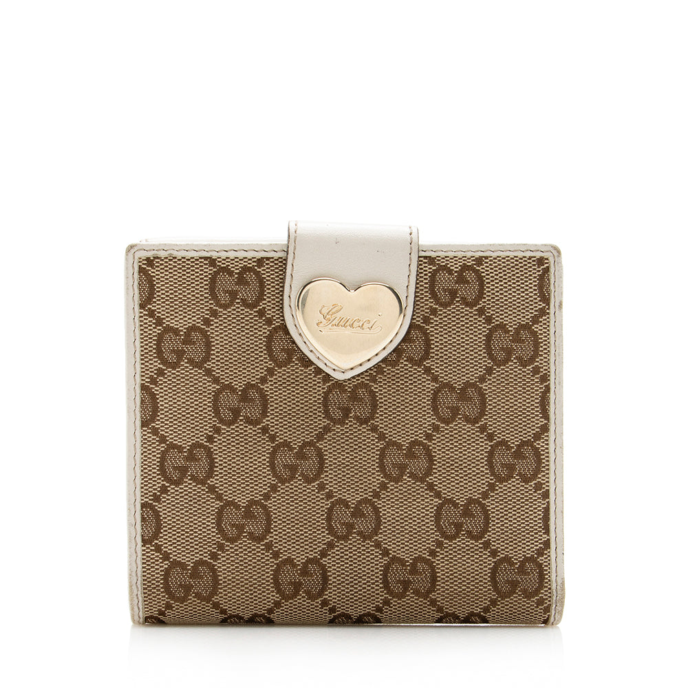Gucci Gucci Canvas Heart French Compact Wallet (SHF-17615)