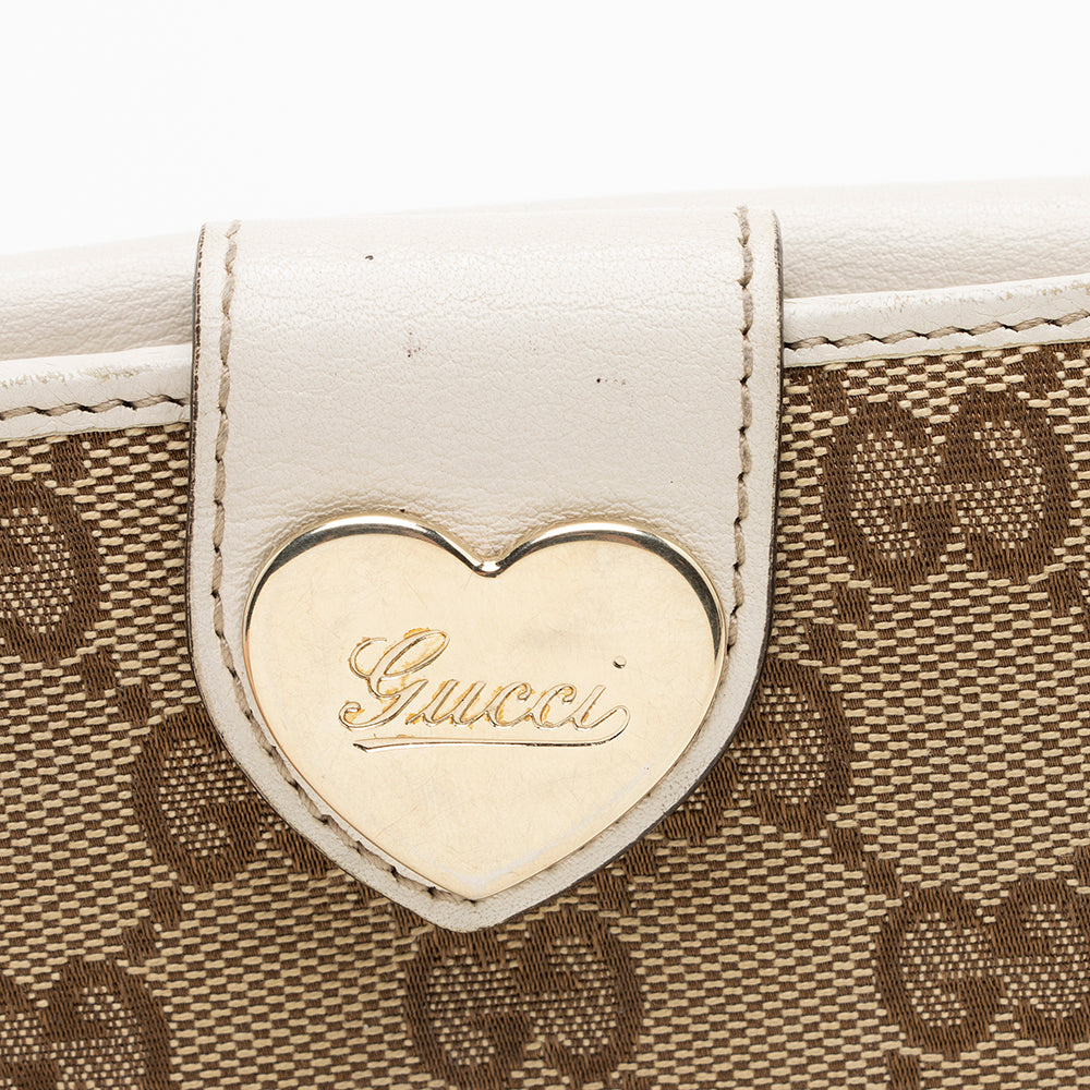 Gucci Gucci Canvas Heart French Compact Wallet (SHF-17615)