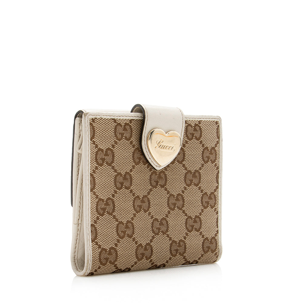 Gucci Gucci Canvas Heart French Compact Wallet (SHF-17615)