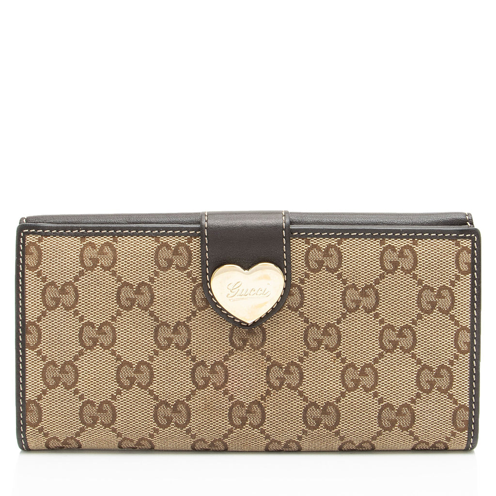 Gucci GG Canvas Heart Script ContinLBtal Wallet