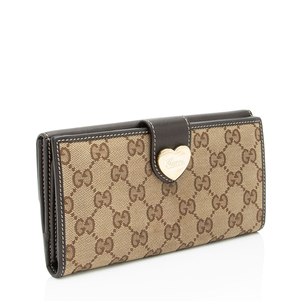Gucci GG Canvas Heart Script ContinLBtal Wallet
