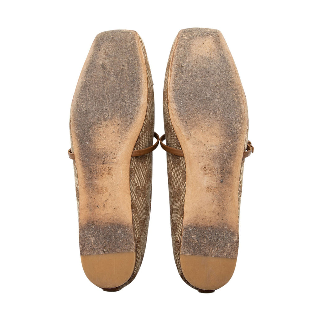 Gucci GG Canvas Horsebit Ballet Flats - Size 8.5 / 38.5