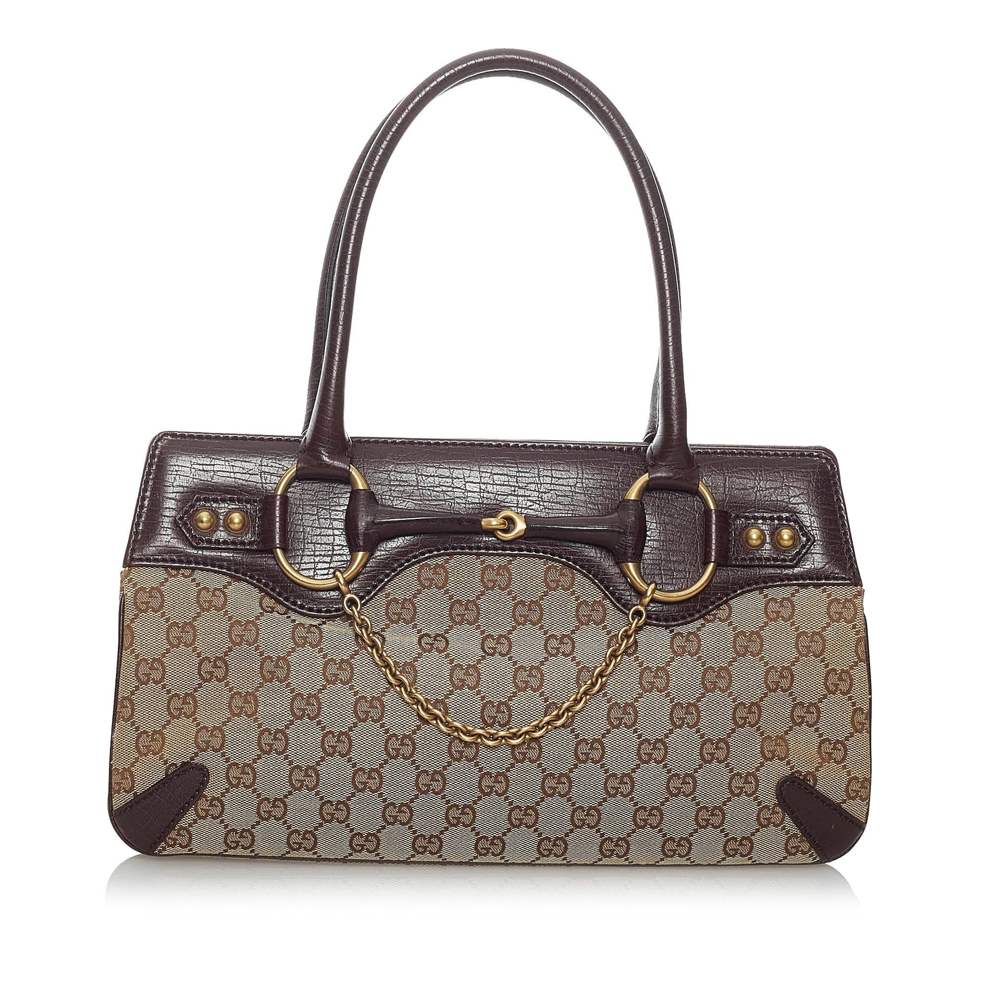 Gucci Gucci Canvas Horsebit Handbag (SHG-29601)