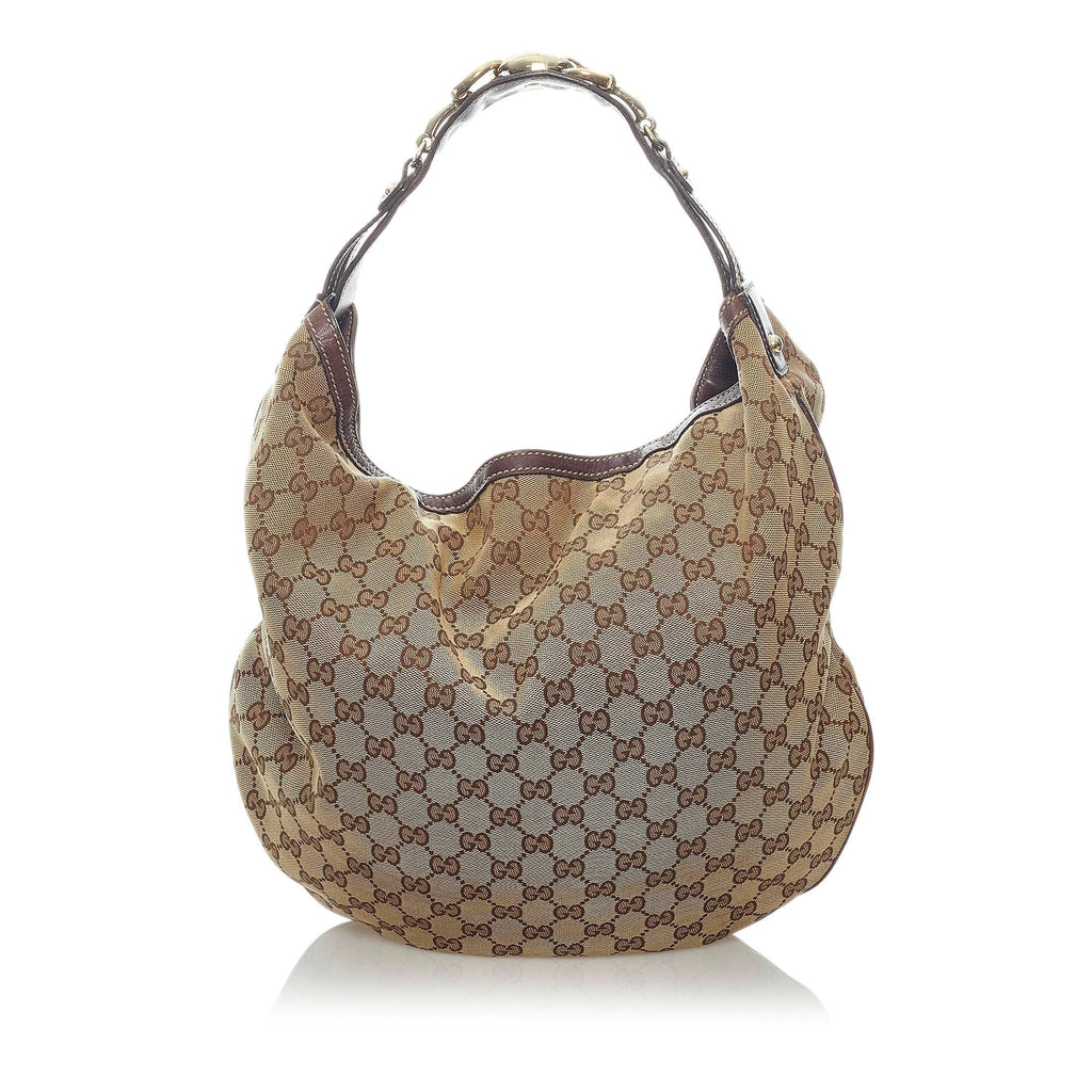 Gucci Gucci Canvas Horsebit Hobo Bag (SHG-33455)