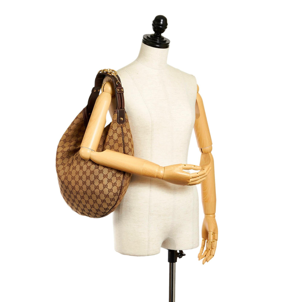 Gucci Gucci Canvas Horsebit Hobo Bag (SHG-33455)