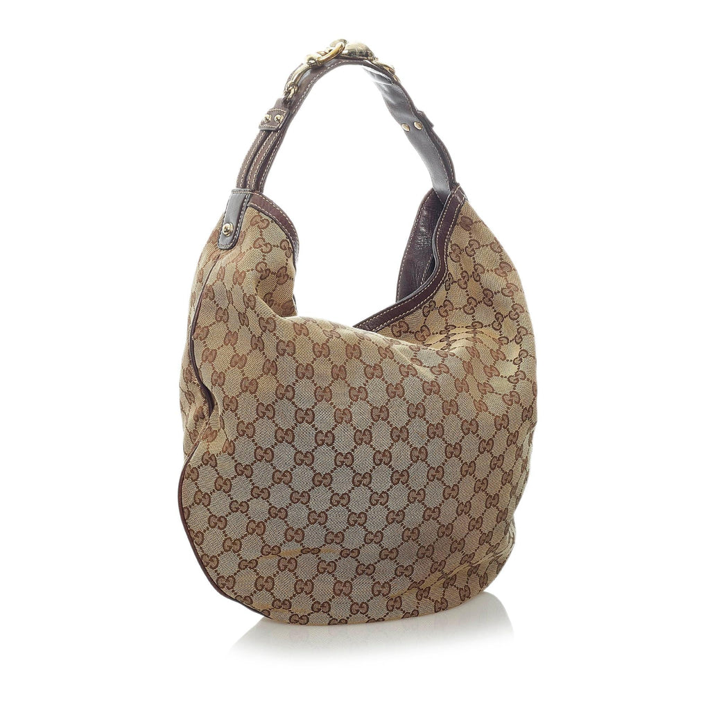 Gucci Gucci Canvas Horsebit Hobo Bag (SHG-33455)