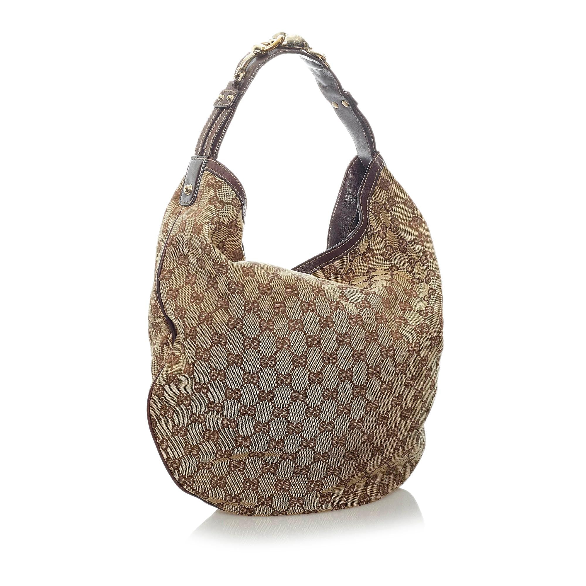 Gucci Gucci Canvas Horsebit Hobo Bag (SHG-33455)