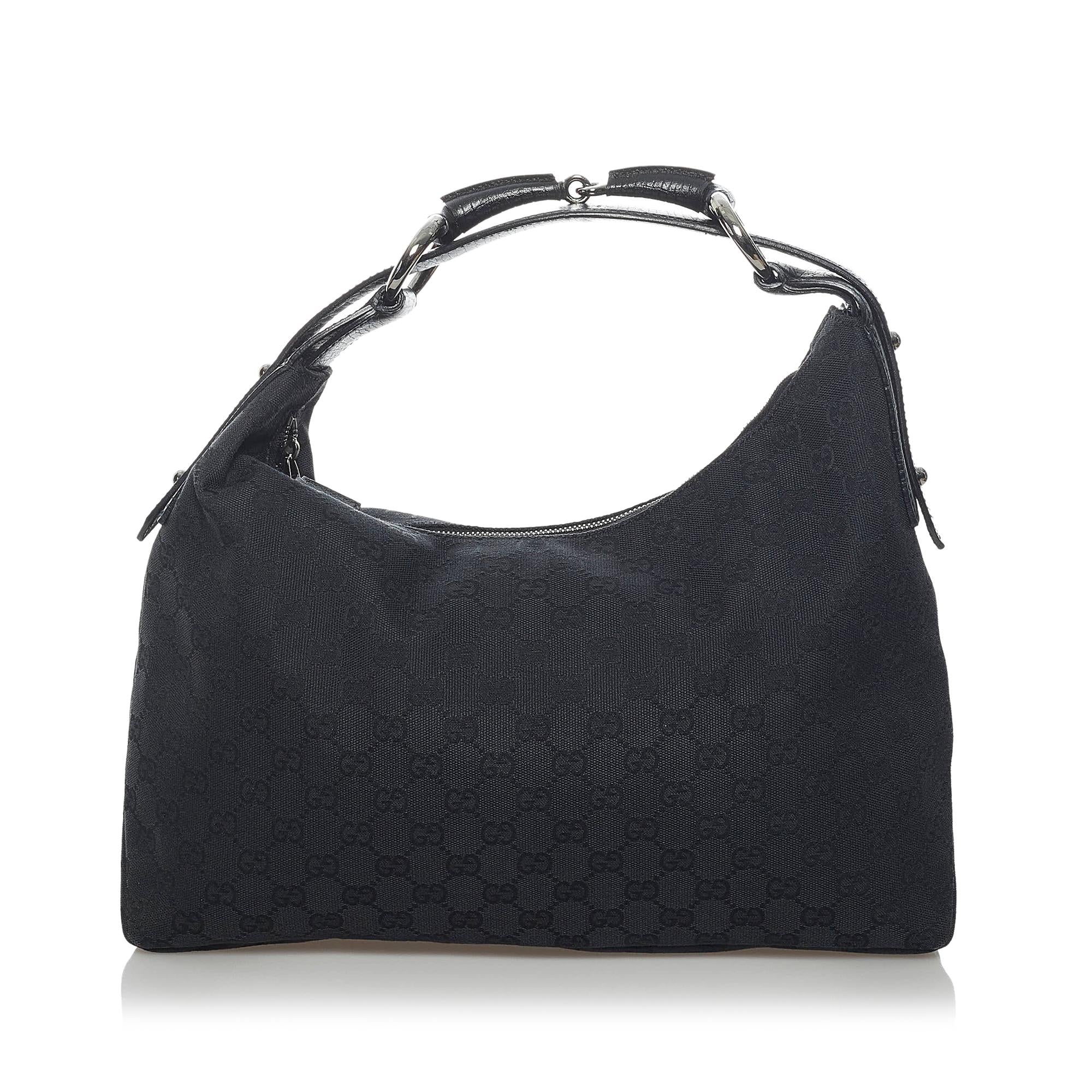 Gucci Gucci Canvas Horsebit Hobo Bag (SHG-34117)