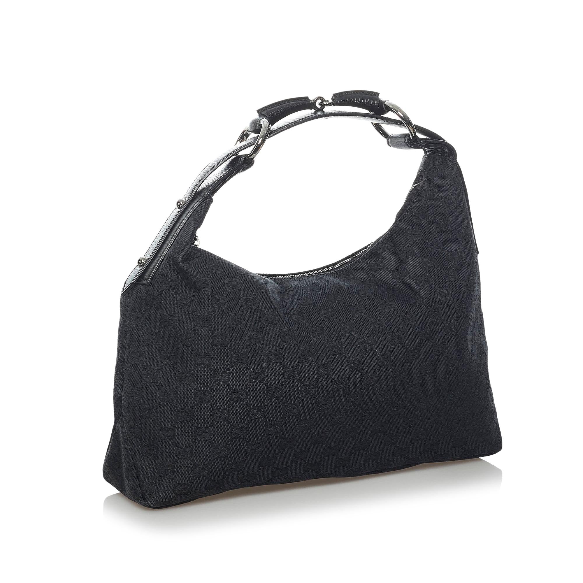 Gucci Gucci Canvas Horsebit Hobo Bag (SHG-34117)