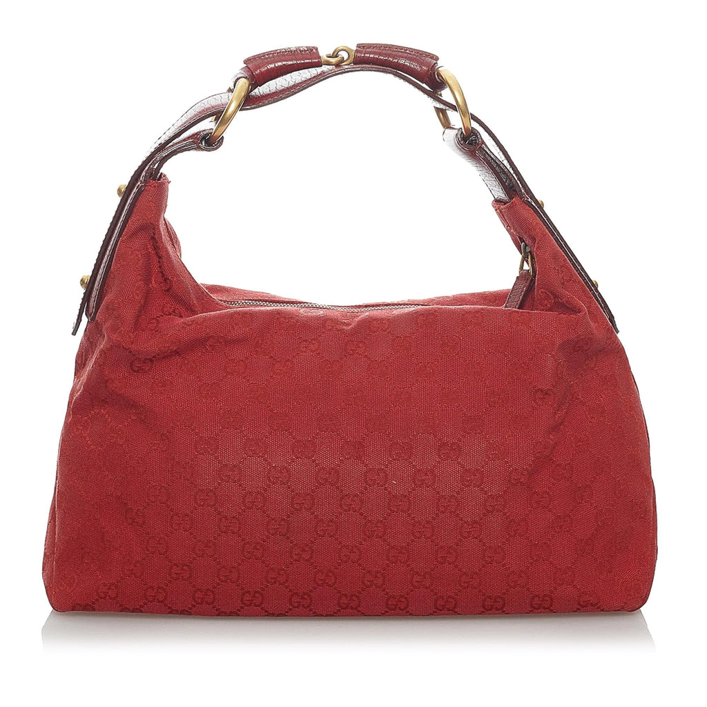 Gucci Gucci Canvas Horsebit Hobo Handbag (SHG-30289)