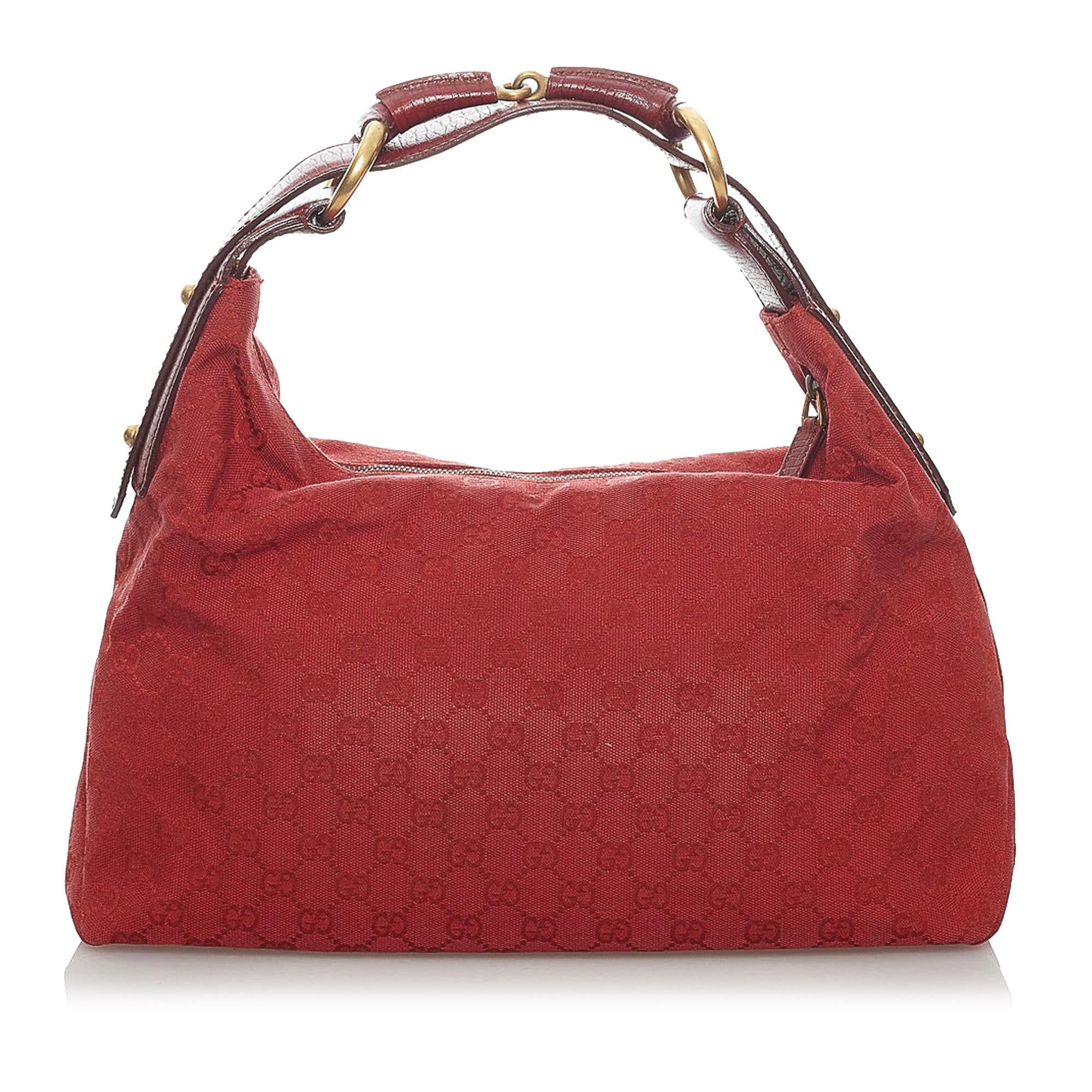 Gucci Gucci Canvas Horsebit Hobo Handbag (SHG-30289)