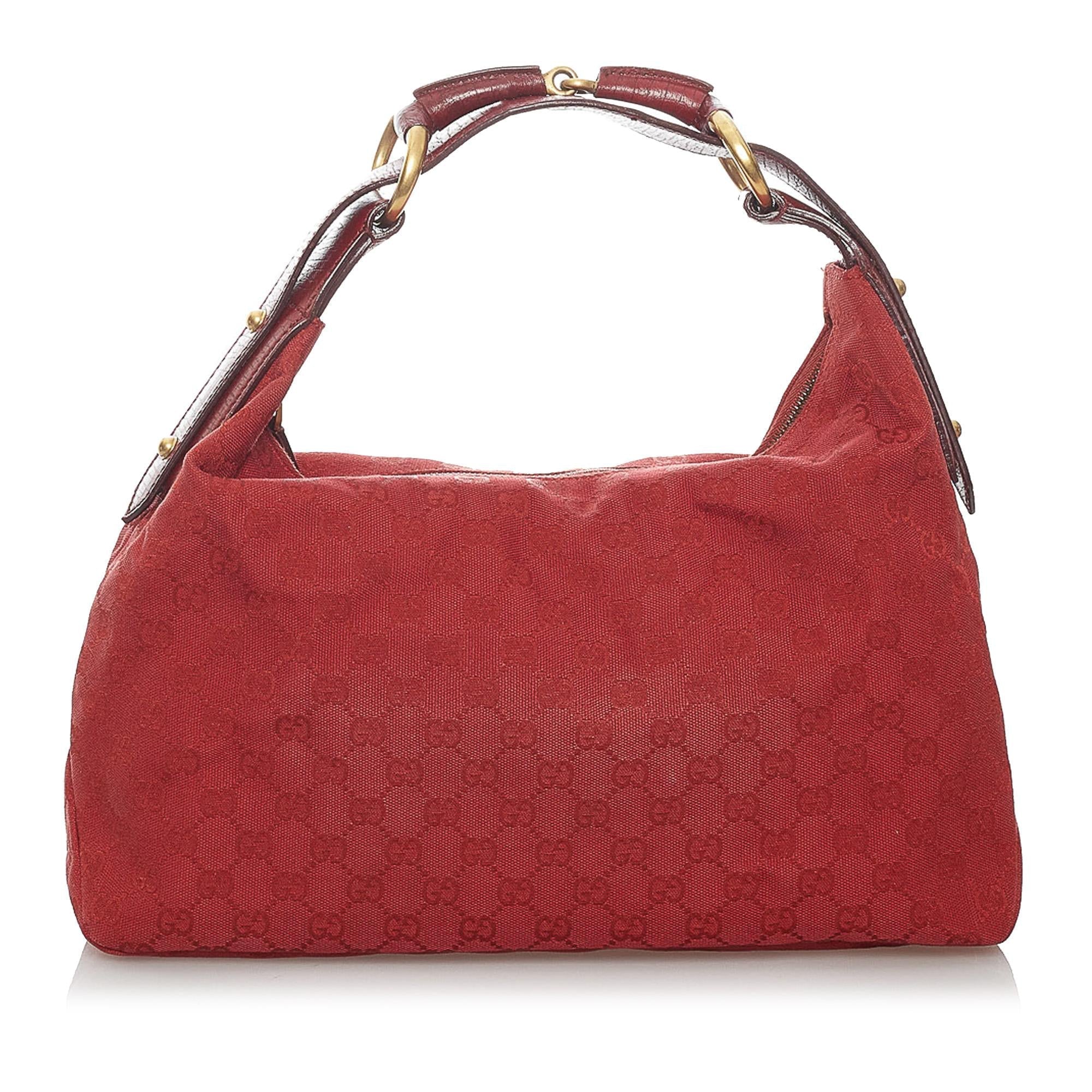 Gucci Gucci Canvas Horsebit Hobo Handbag (SHG-30289)