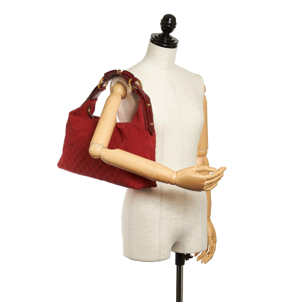 Gucci Gucci Canvas Horsebit Hobo Handbag (SHG-30289)