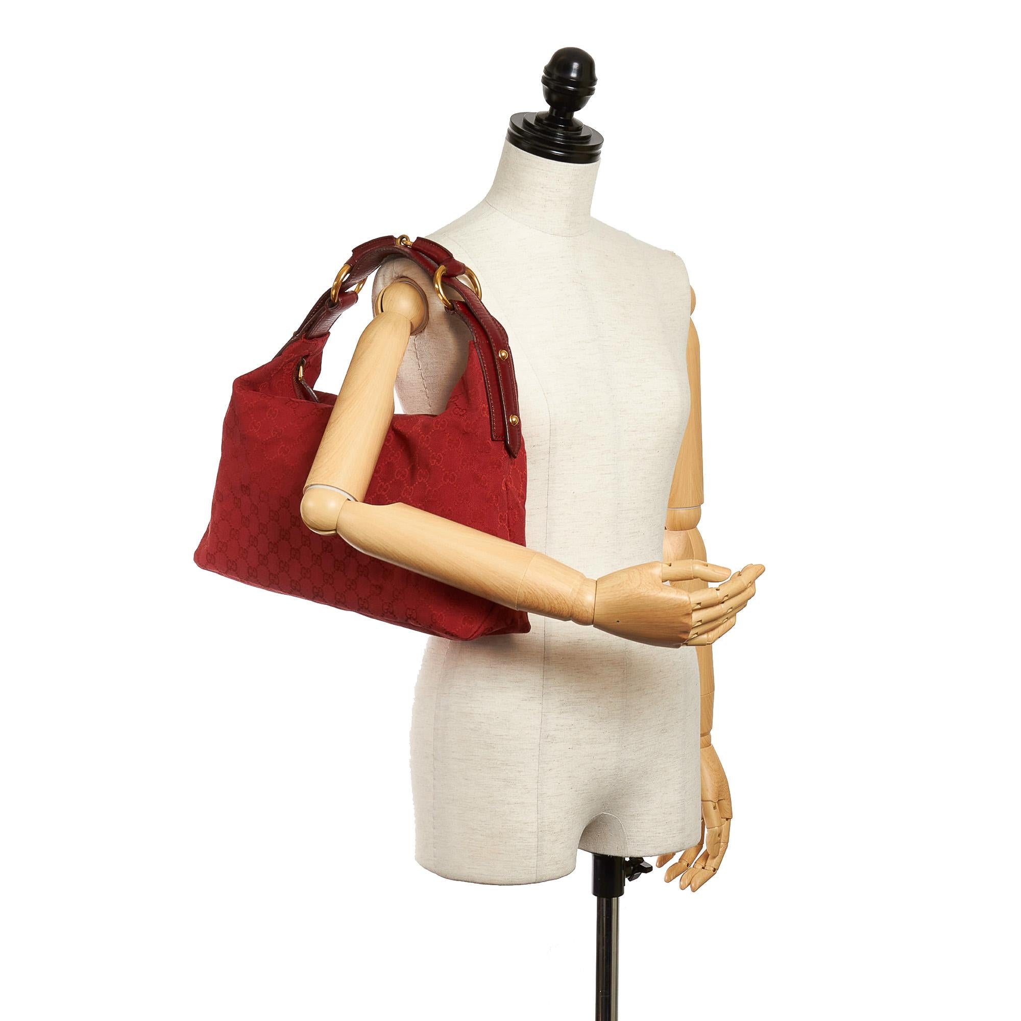 Gucci Gucci Canvas Horsebit Hobo Handbag (SHG-30289)