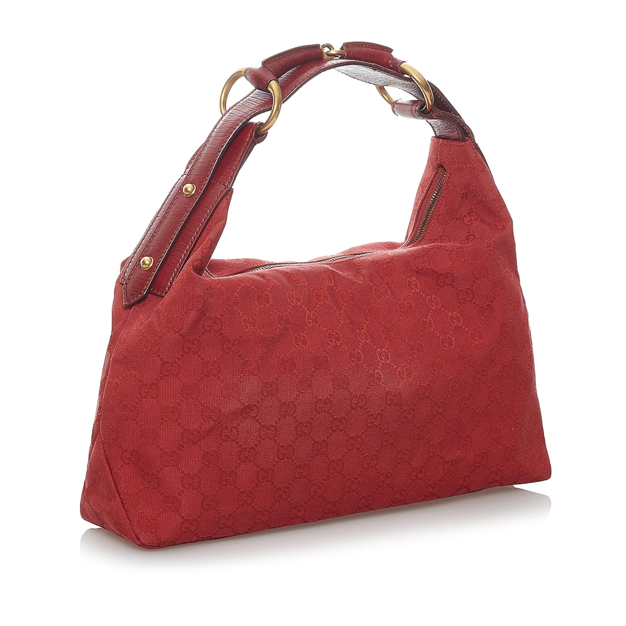 Gucci Gucci Canvas Horsebit Hobo Handbag (SHG-30289)