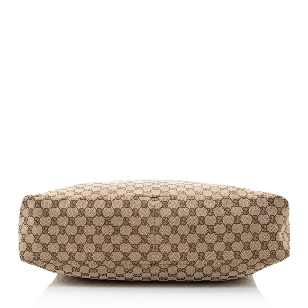 Gucci Gucci Canvas Horsebit Large Hobo (SHF-21632)