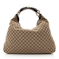 Gucci Gucci Canvas Horsebit Large Hobo (SHF-21632)