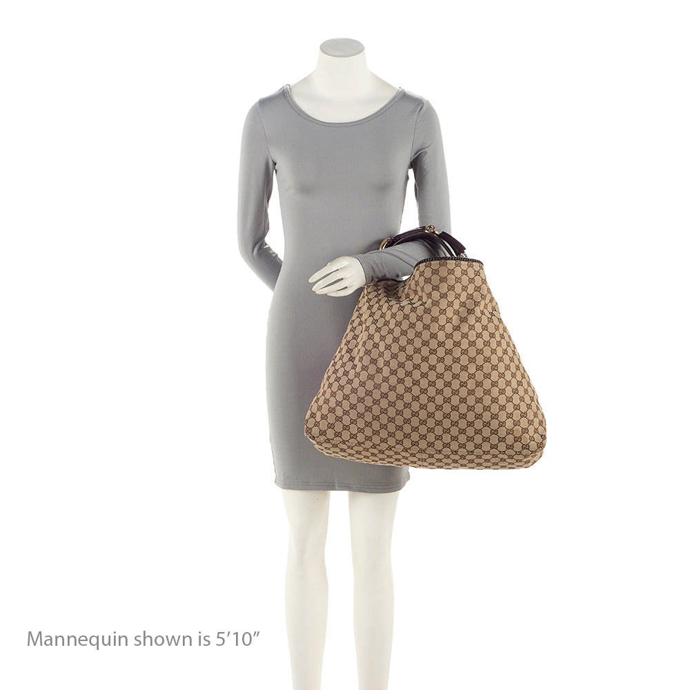 Gucci Gucci Canvas Horsebit Large Hobo (SHF-21632)