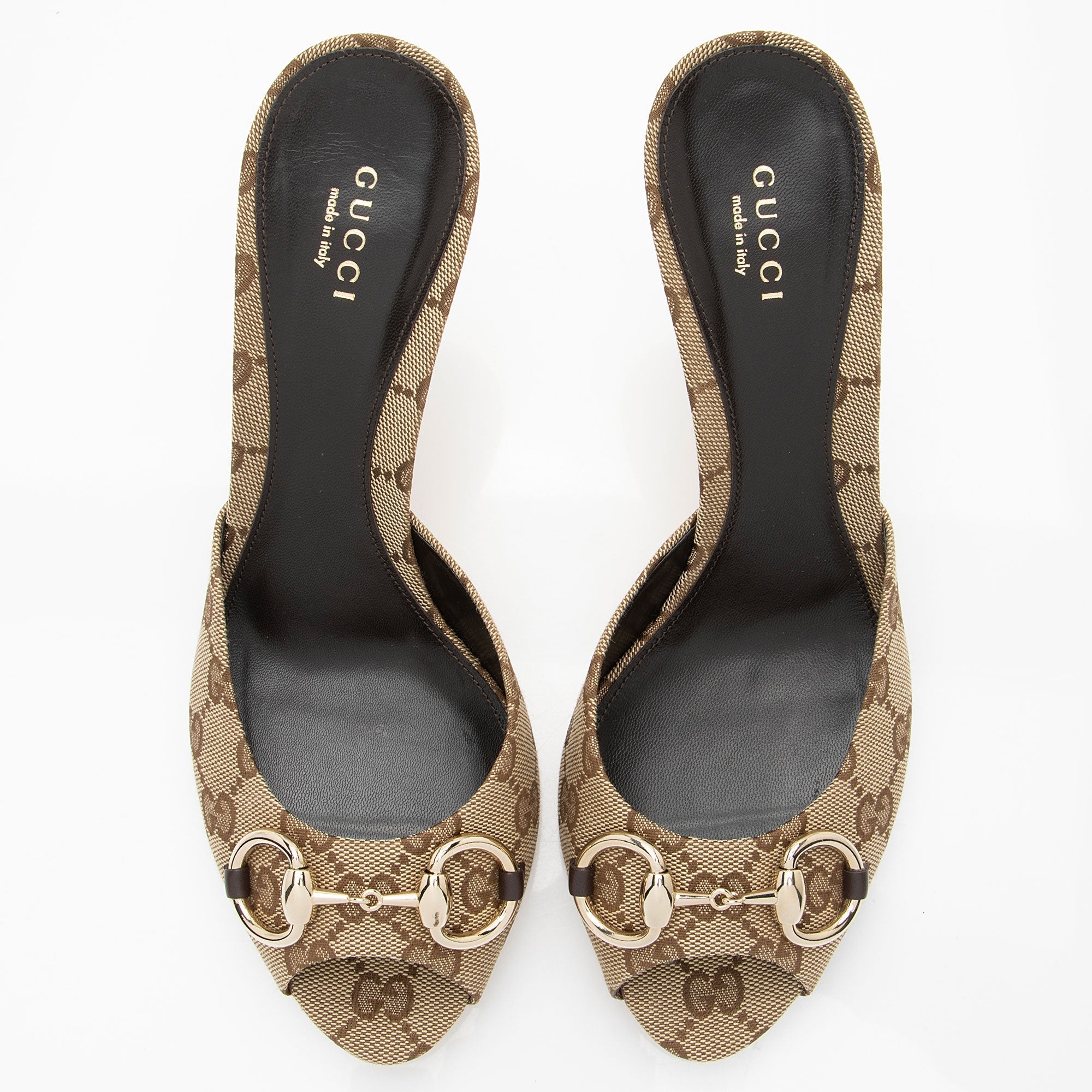 Gucci GG Canvas Horsebit Mules - Size 8.5 / 38.5 (SHF-9cHg23)