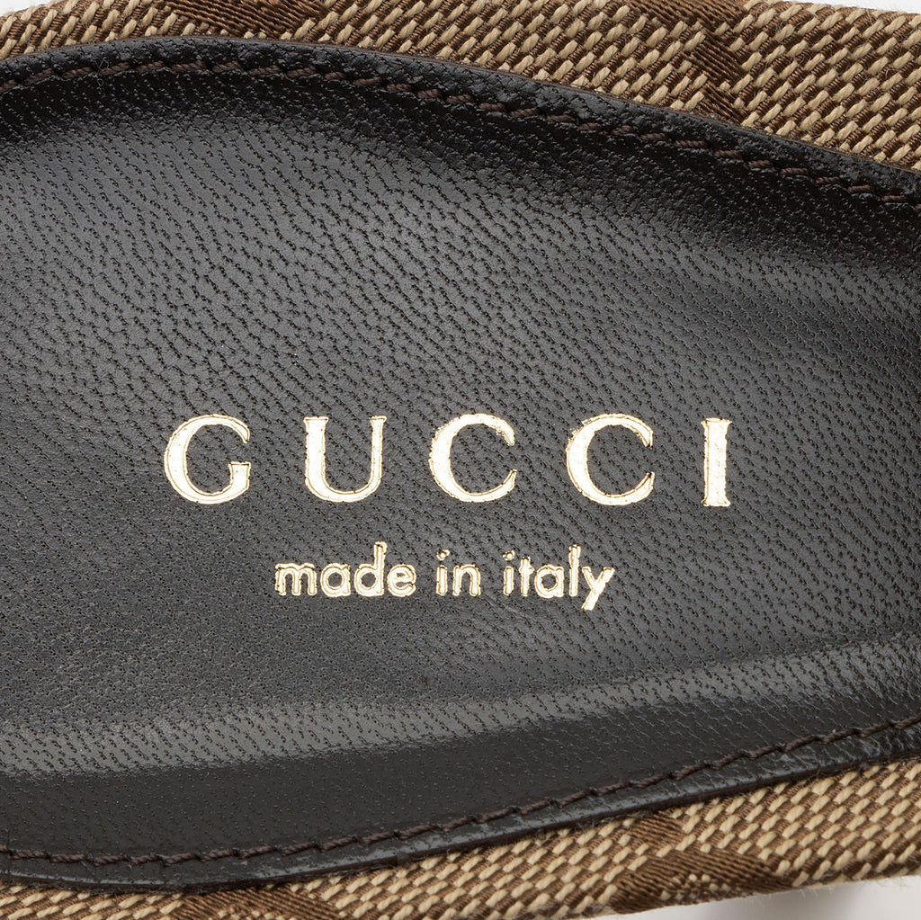 Gucci GG Canvas Horsebit Mules - Size 8.5 / 38.5 (SHF-9cHg23)