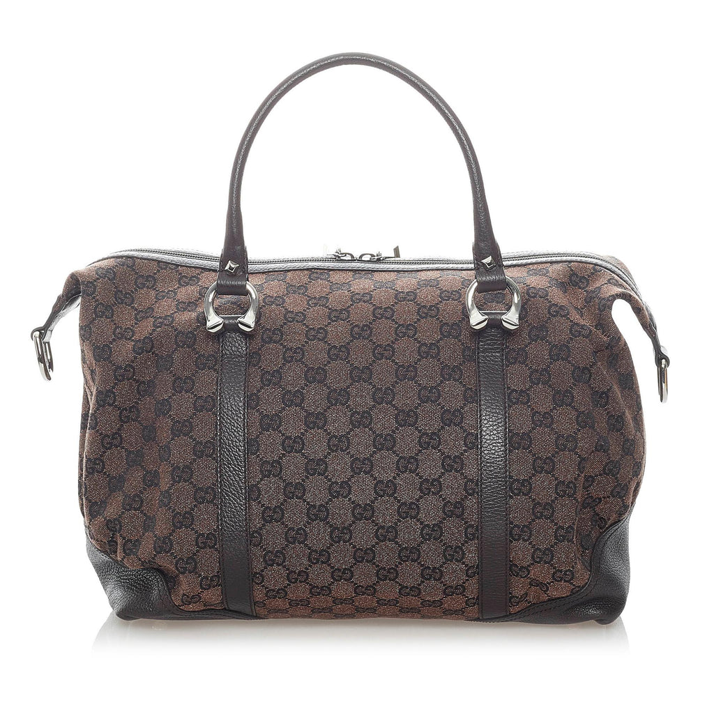 Gucci Gucci Canvas Horsebit Nail Boston Bag (SHG-32061)