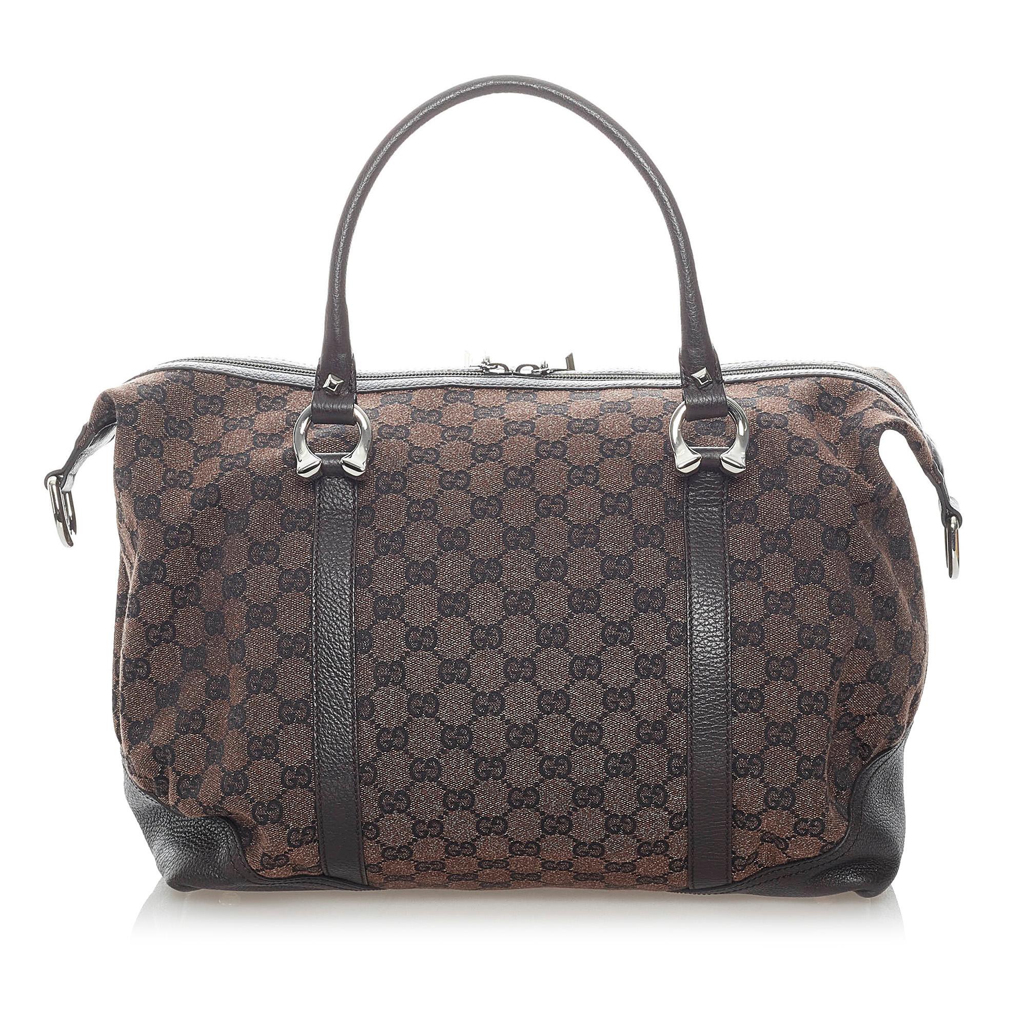 Gucci Gucci Canvas Horsebit Nail Boston Bag (SHG-32061)