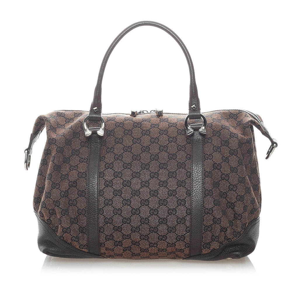 Gucci Gucci Canvas Horsebit Nail Boston Bag (SHG-32061)