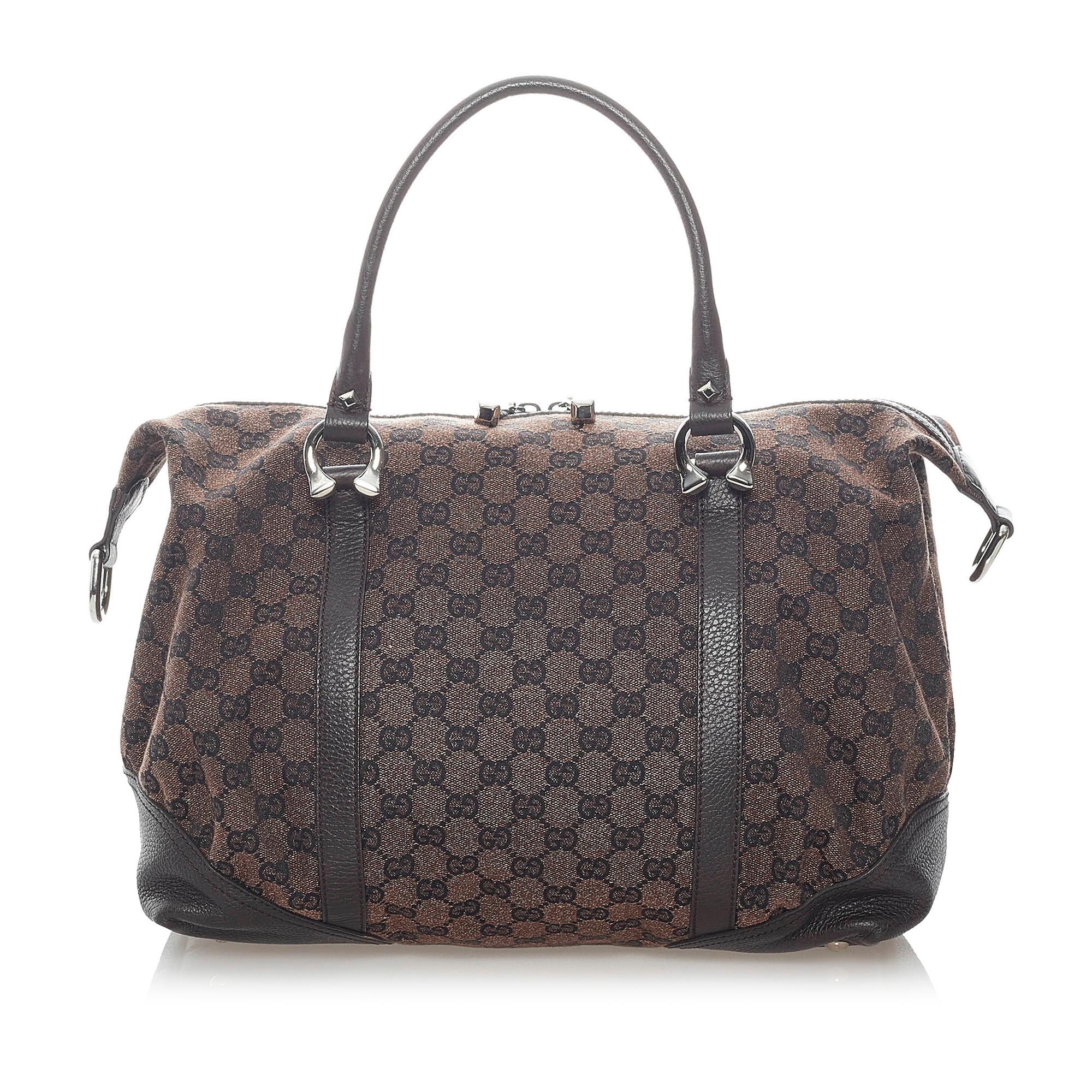 Gucci Gucci Canvas Horsebit Nail Boston Bag (SHG-32061)