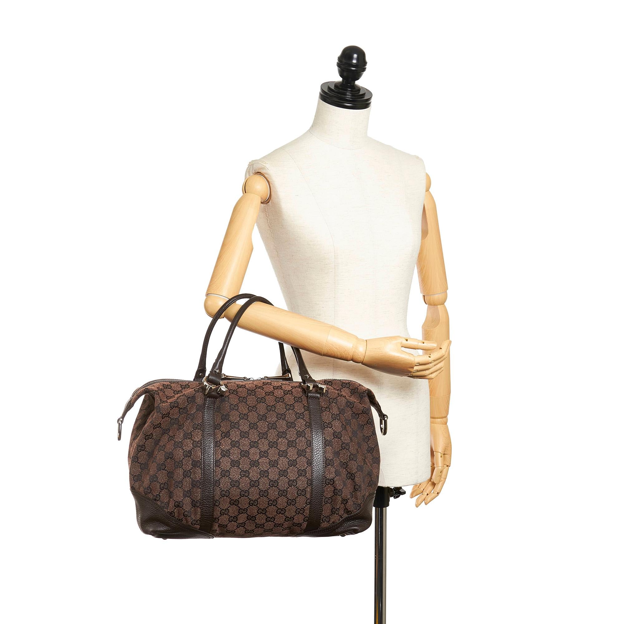 Gucci Gucci Canvas Horsebit Nail Boston Bag (SHG-32061)