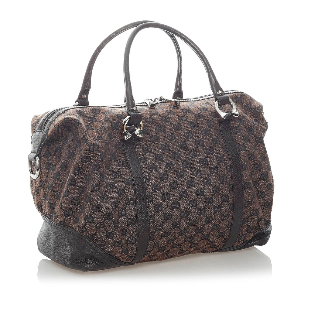 Gucci Gucci Canvas Horsebit Nail Boston Bag (SHG-32061)