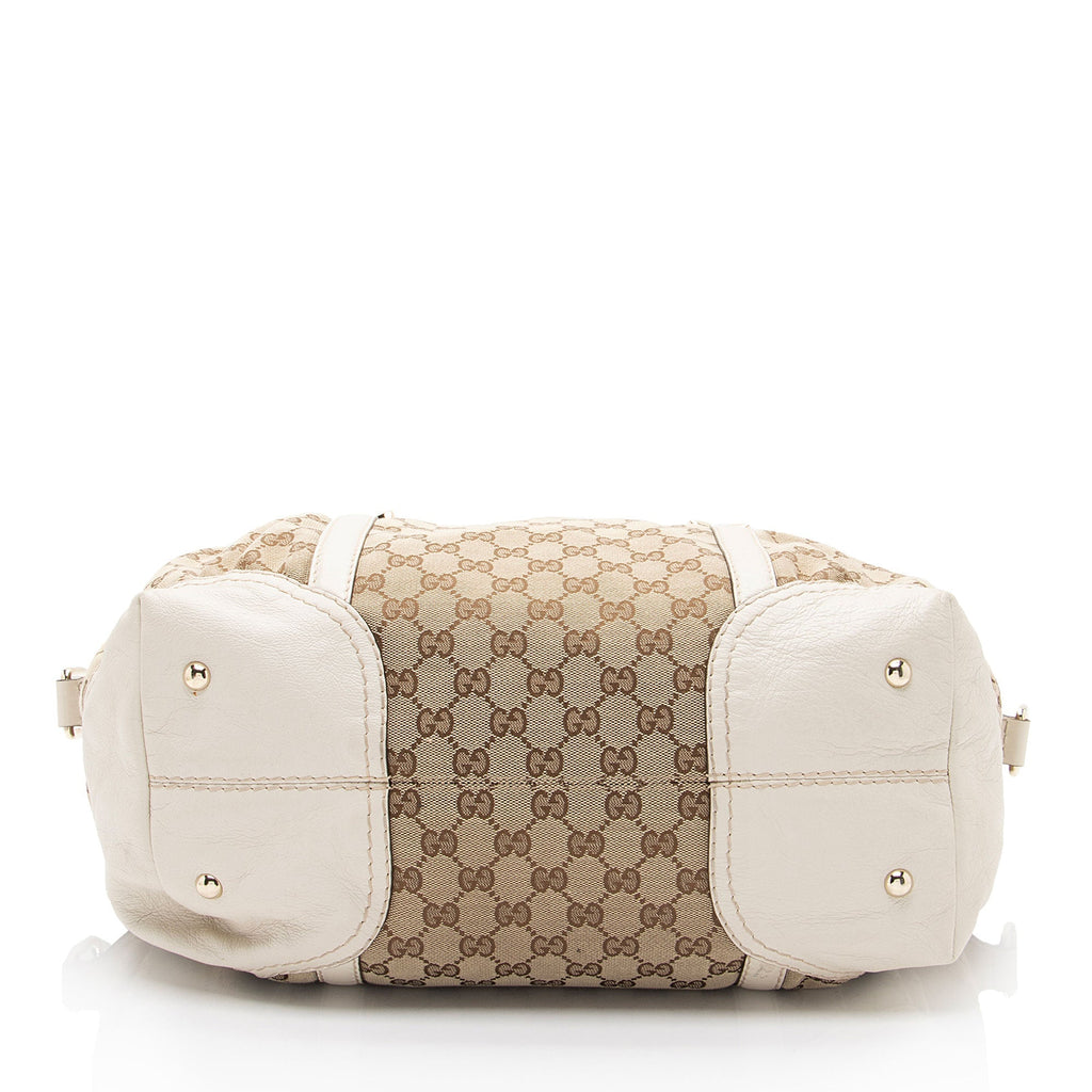 Gucci GG Canvas Horsebit Nailhead Medium Boston Bag