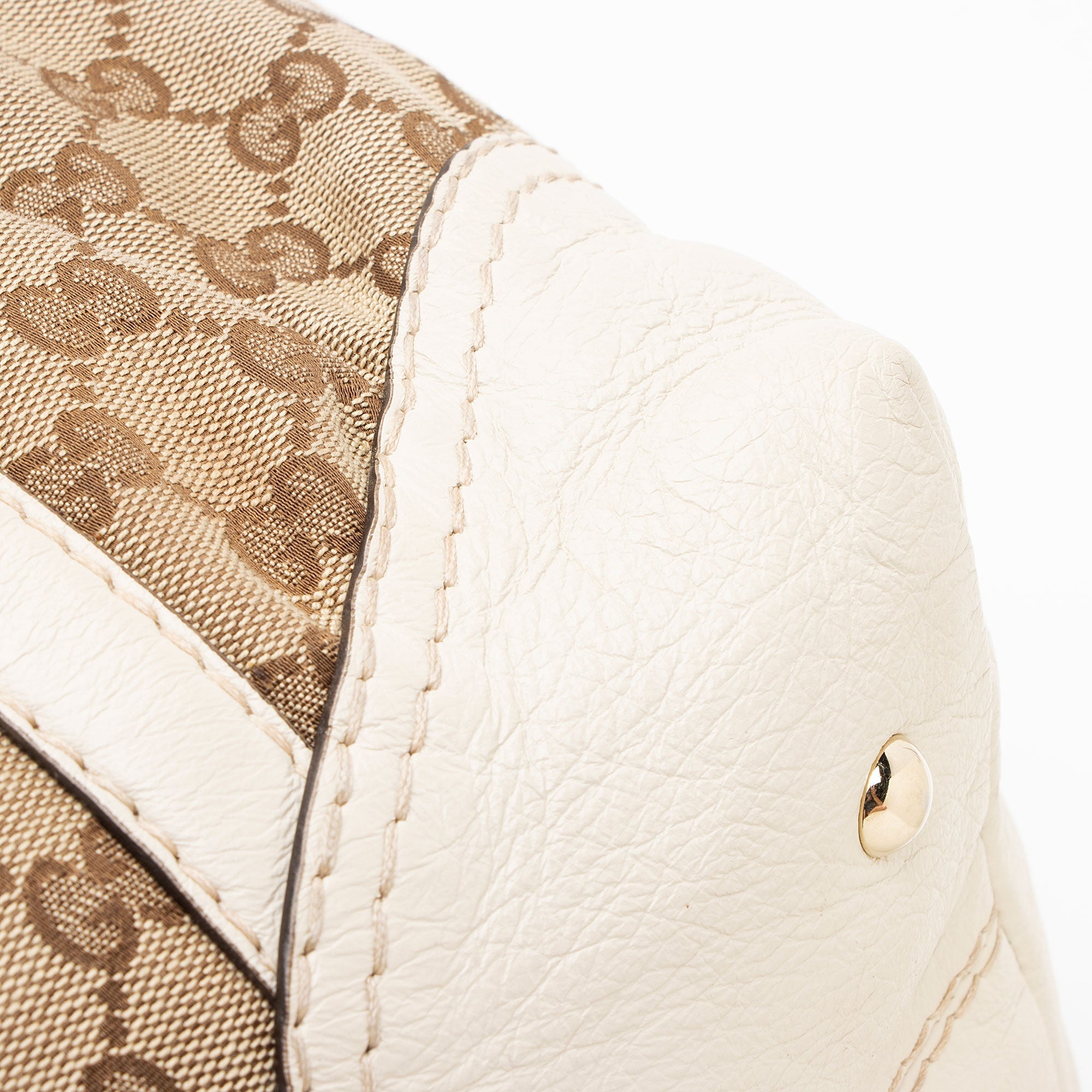 Gucci GG Canvas Horsebit Nailhead Medium Boston Bag