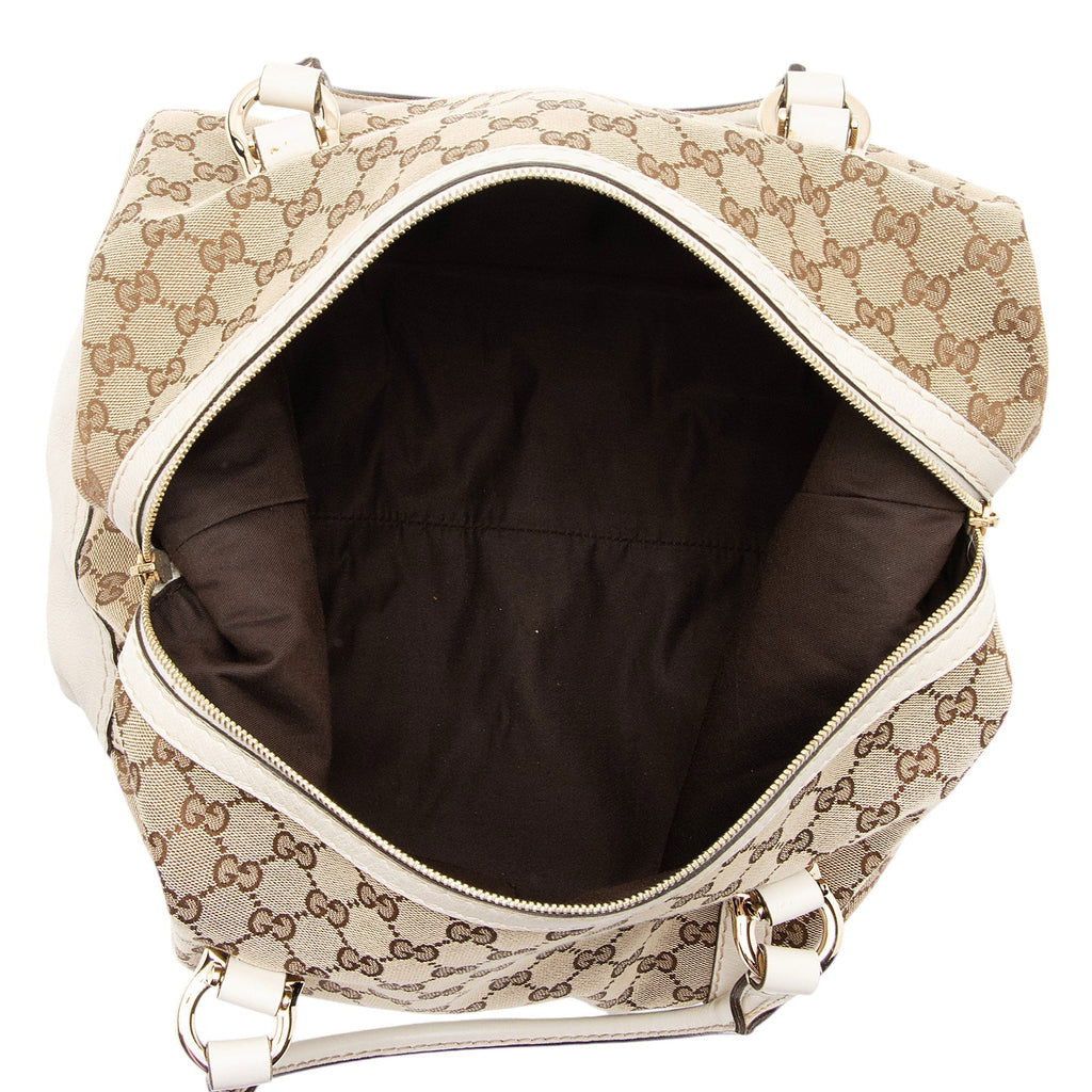 Gucci GG Canvas Horsebit Nailhead Medium Boston Bag