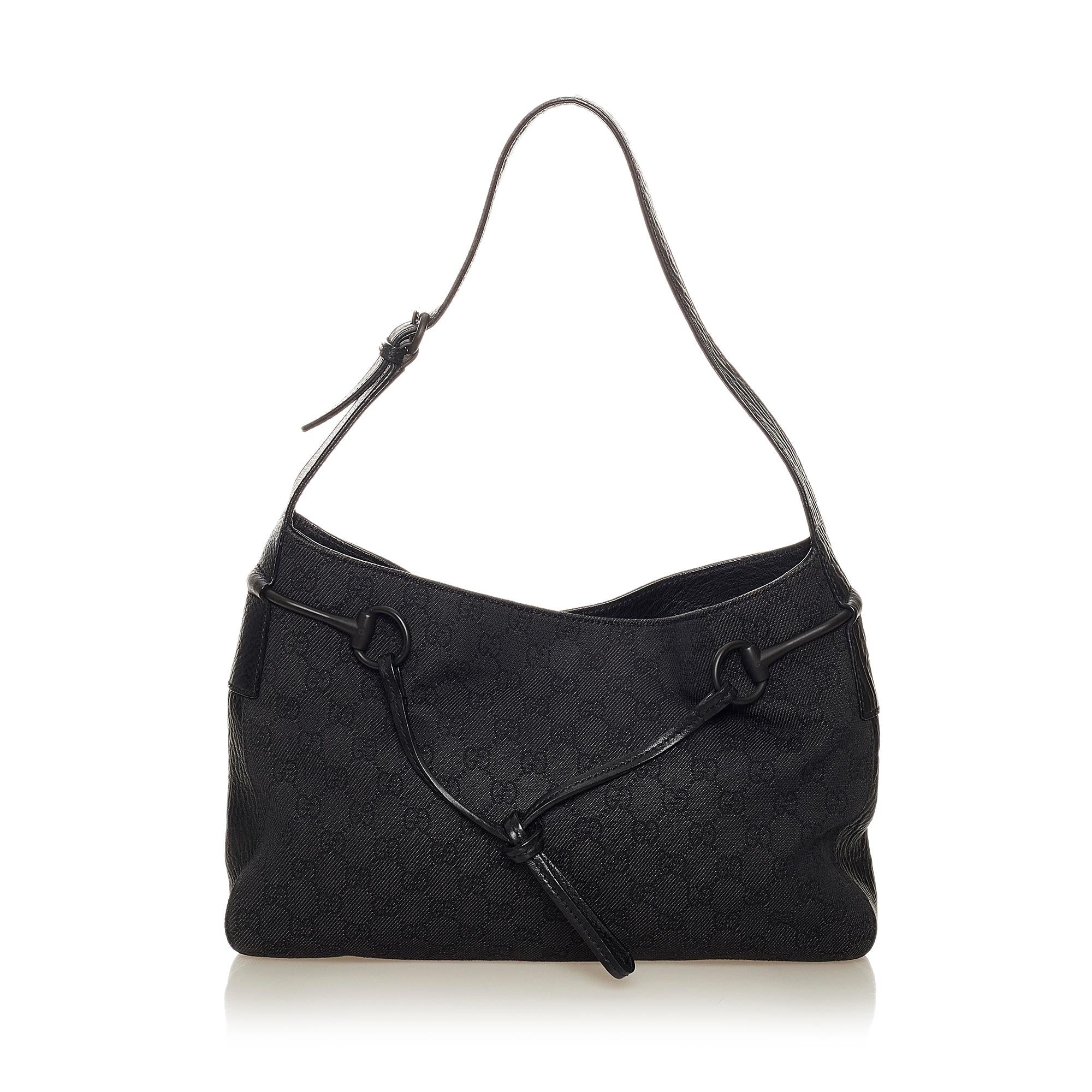 Gucci Gucci Canvas Horsebit Shoulder Bag (SHG-27551)