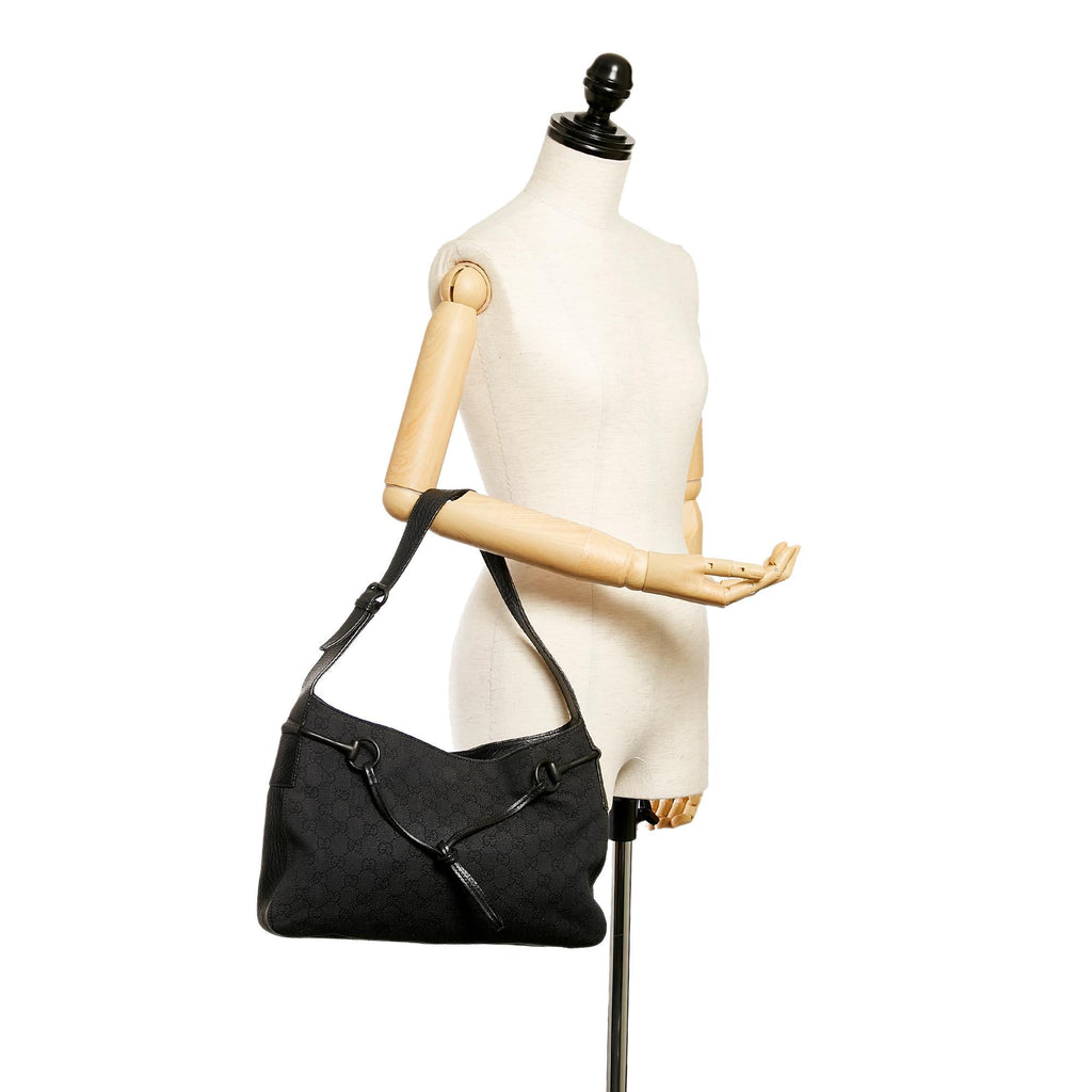 Gucci Gucci Canvas Horsebit Shoulder Bag (SHG-27551)