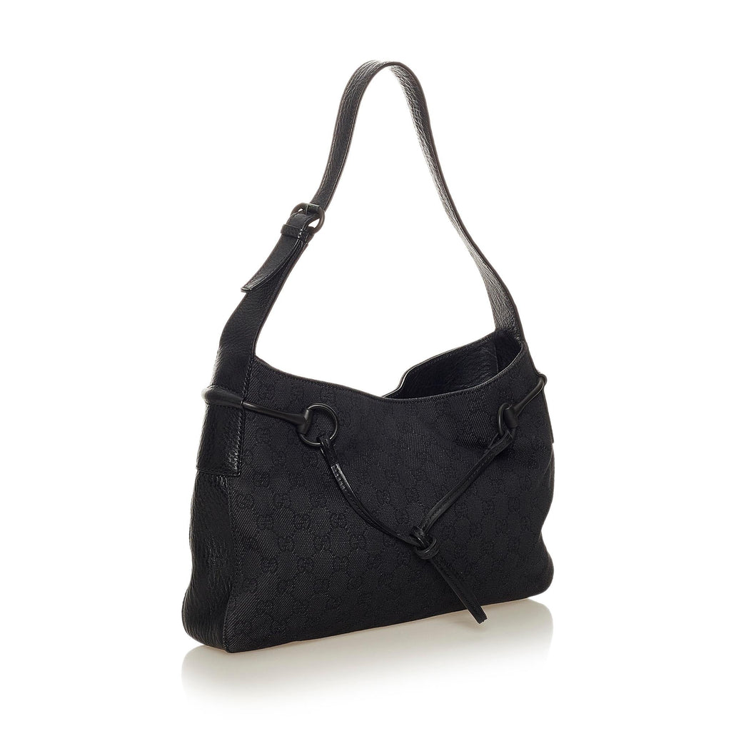 Gucci Gucci Canvas Horsebit Shoulder Bag (SHG-27551)