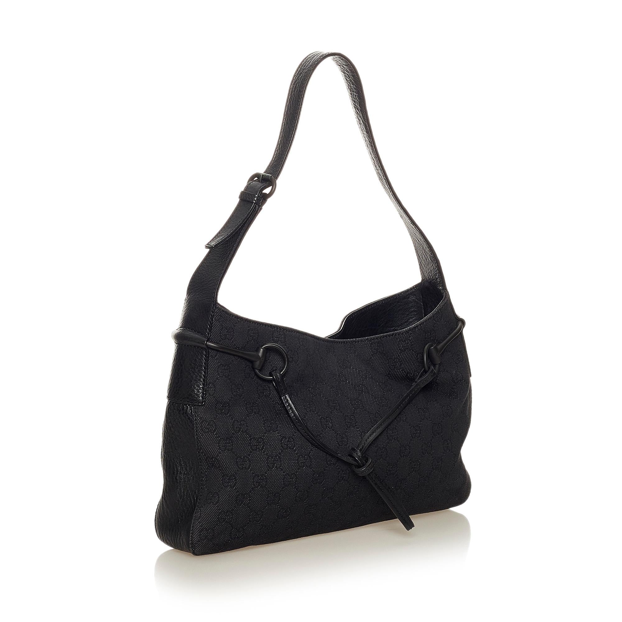 Gucci Gucci Canvas Horsebit Shoulder Bag (SHG-27551)