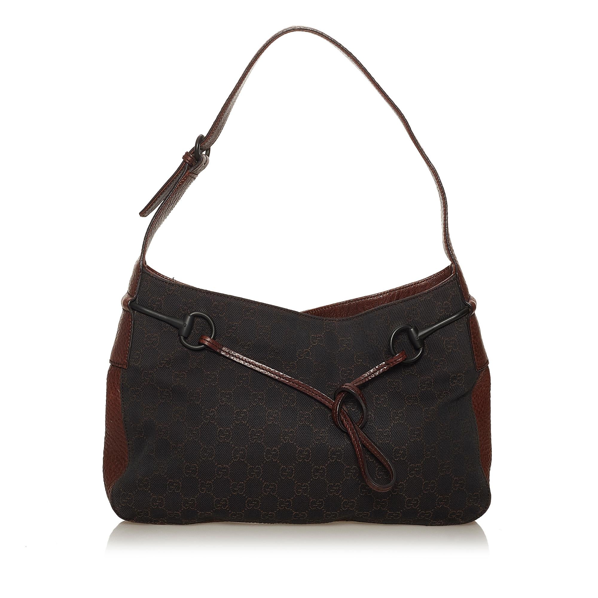 Gucci Gucci Canvas Horsebit Shoulder Bag (SHG-29071)