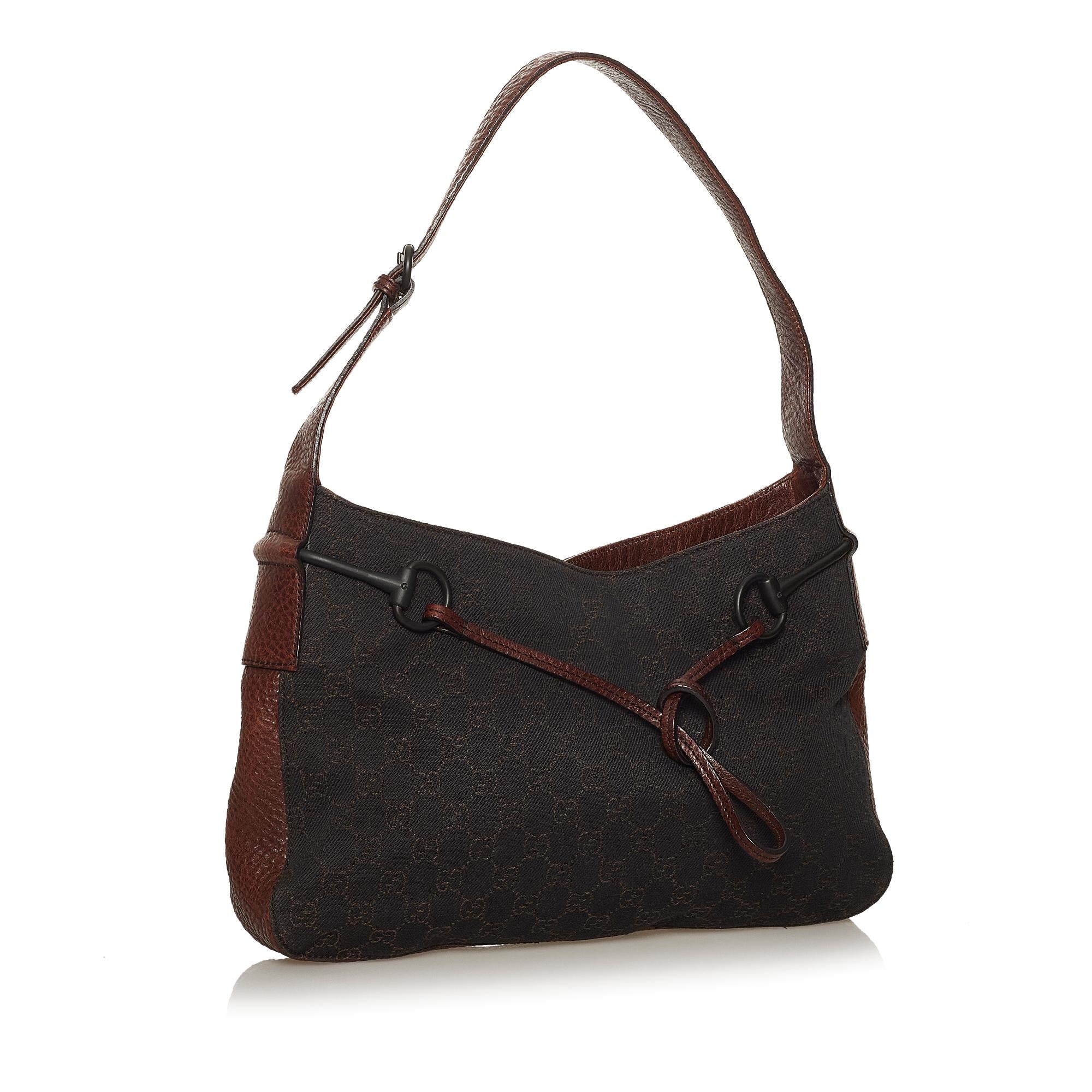 Gucci Gucci Canvas Horsebit Shoulder Bag (SHG-29071)