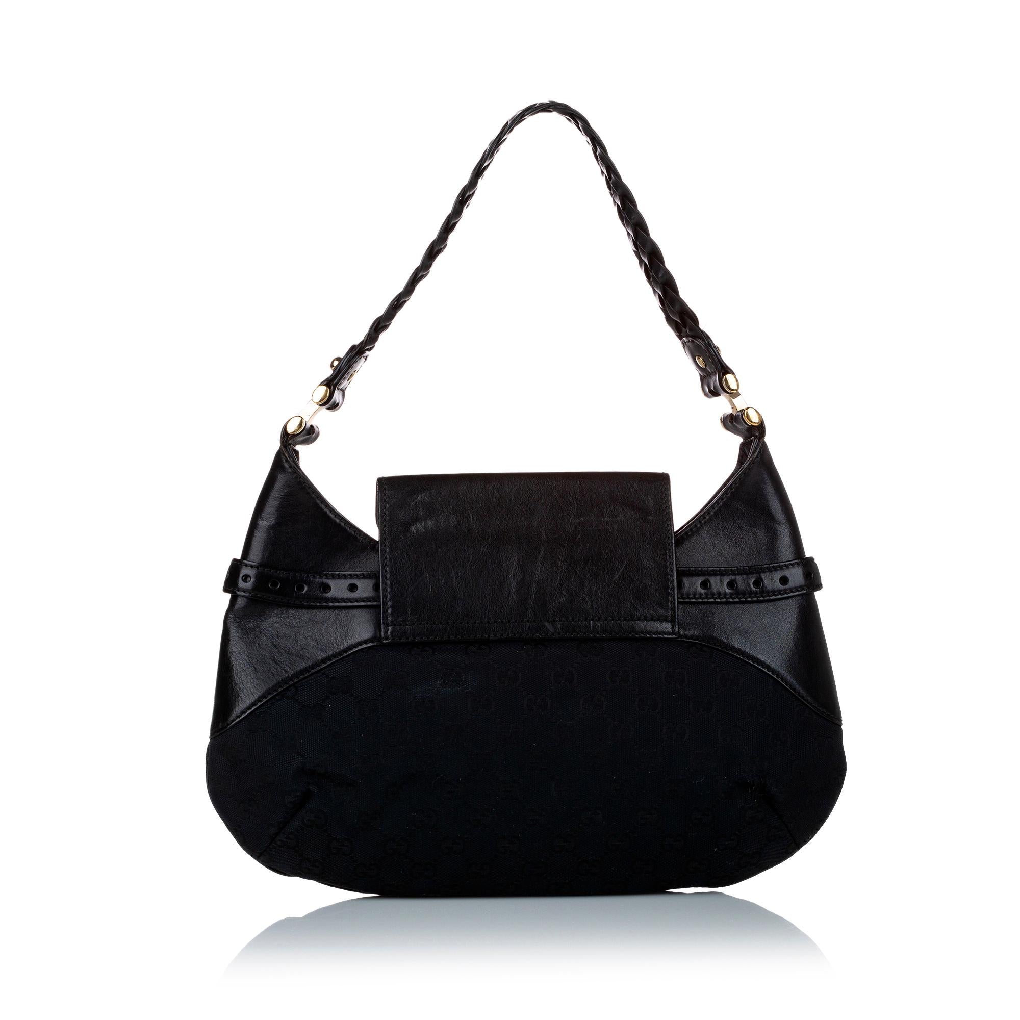 Gucci Gucci Canvas Horsebit Shoulder Bag (SHG-30316)