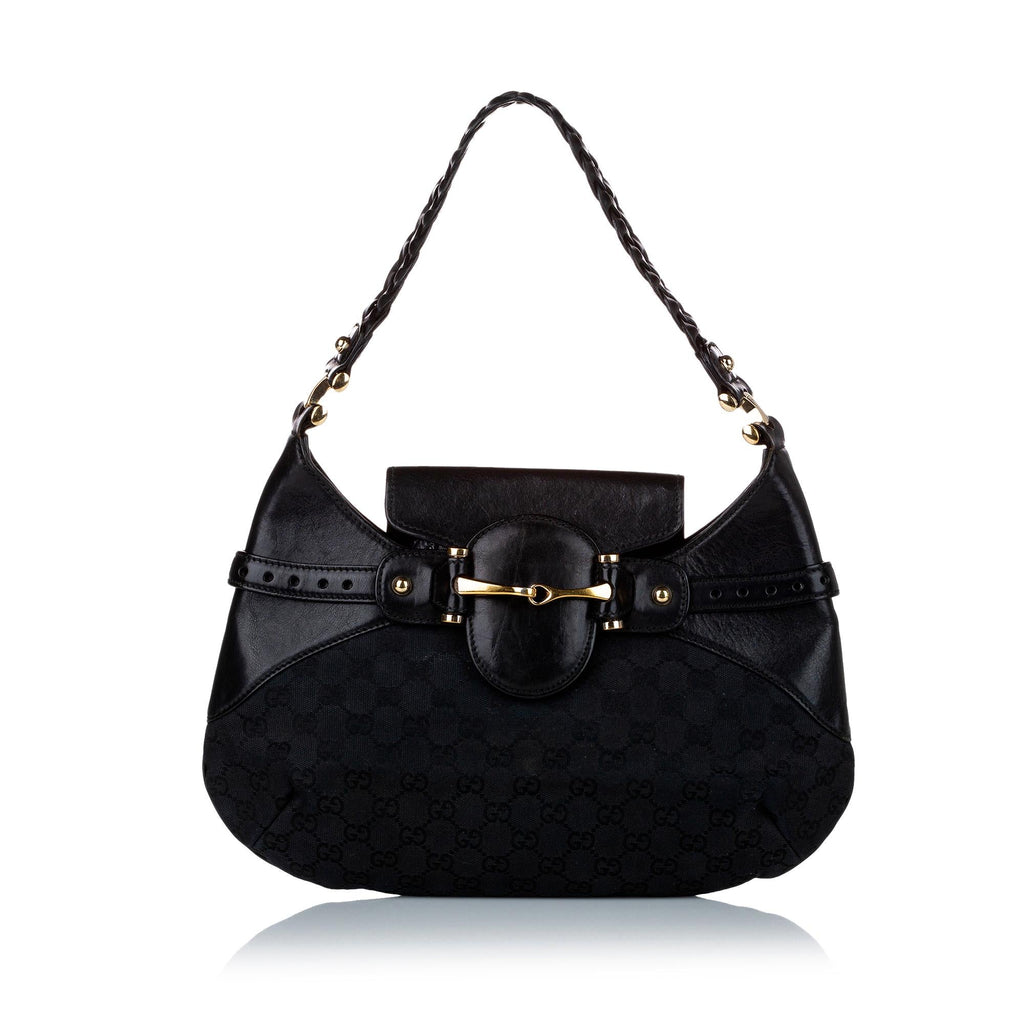 Gucci Gucci Canvas Horsebit Shoulder Bag (SHG-30316)
