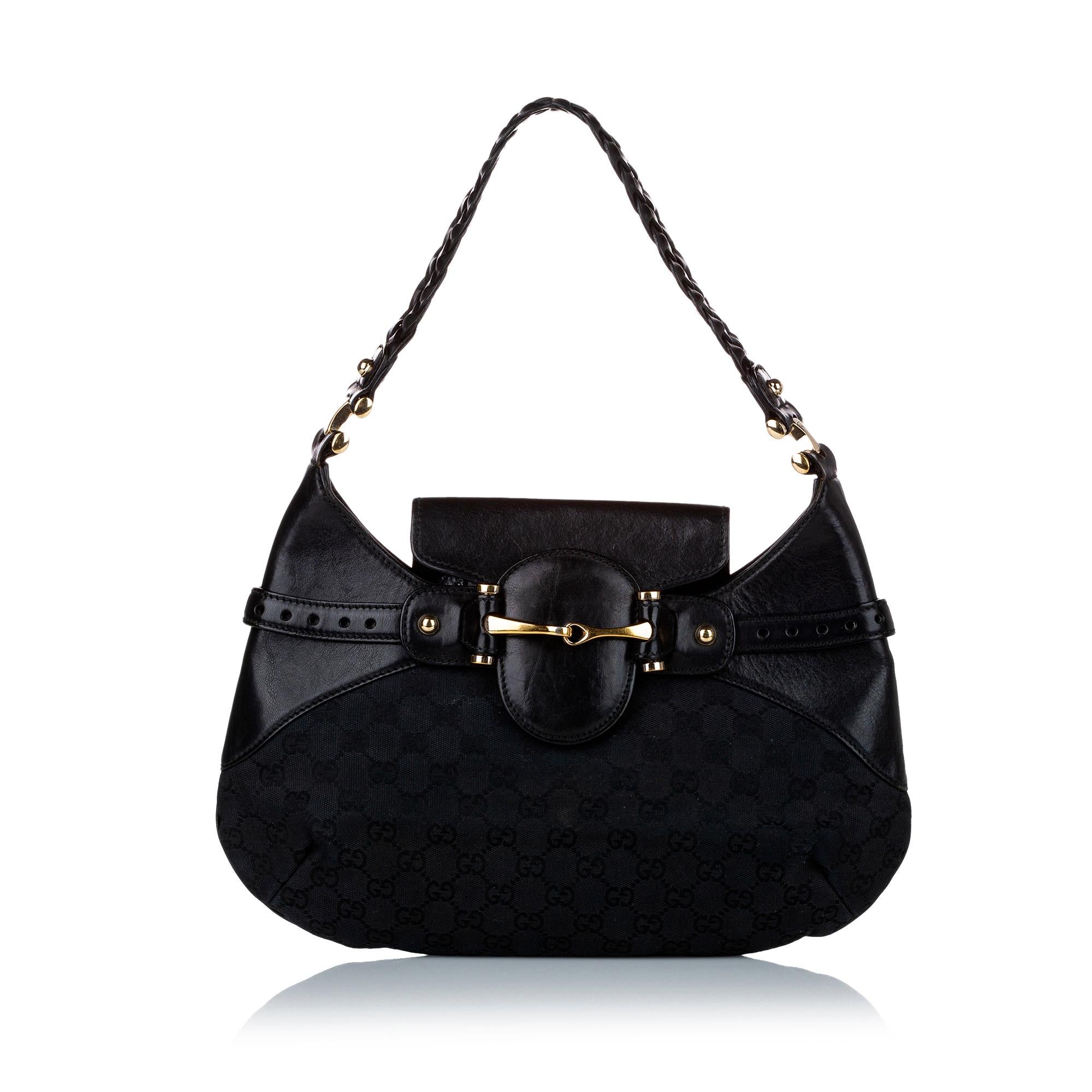 Gucci Gucci Canvas Horsebit Shoulder Bag (SHG-30316)