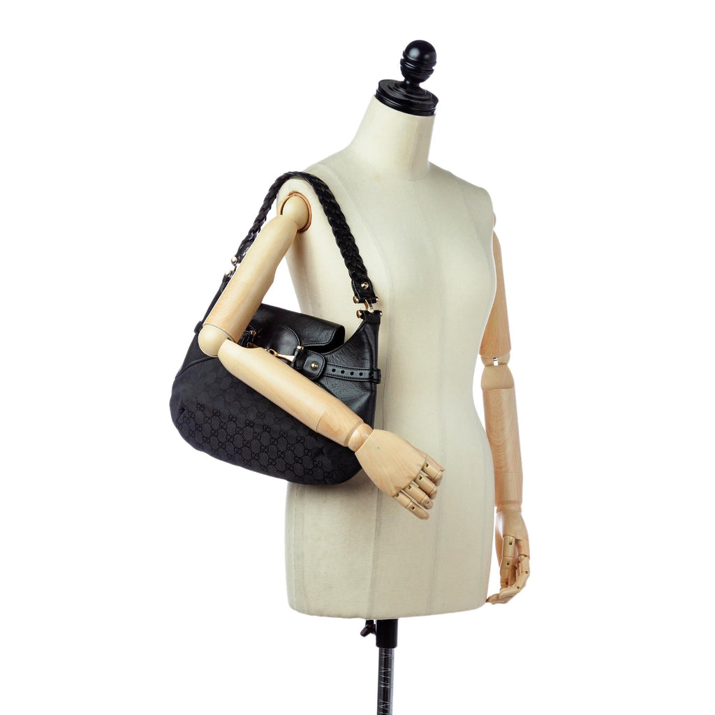 Gucci Gucci Canvas Horsebit Shoulder Bag (SHG-30316)