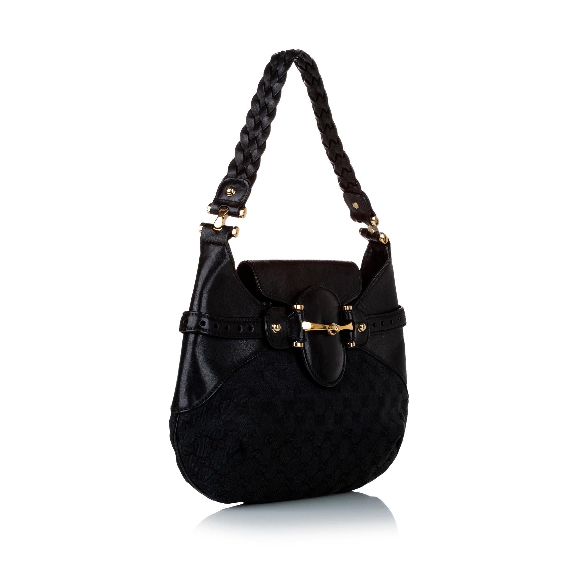 Gucci Gucci Canvas Horsebit Shoulder Bag (SHG-30316)