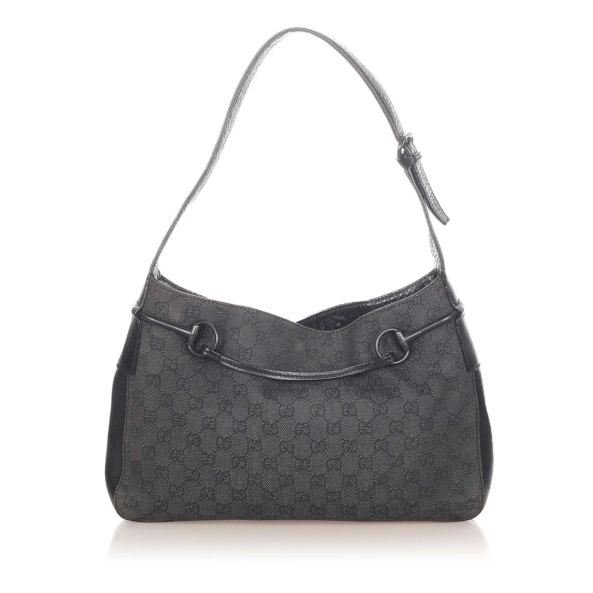 Gucci Gucci Canvas Horsebit Shoulder Bag (SHG-32126)