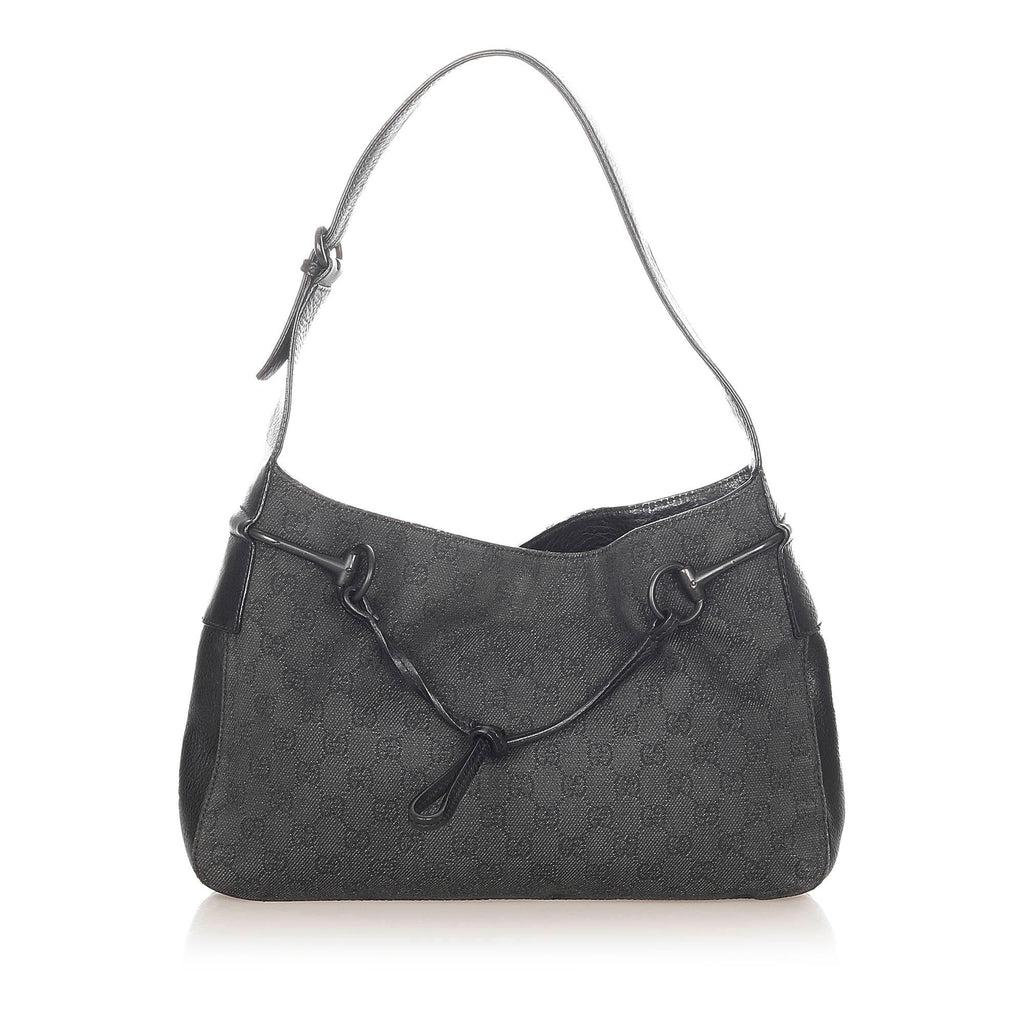 Gucci Gucci Canvas Horsebit Shoulder Bag (SHG-32126)