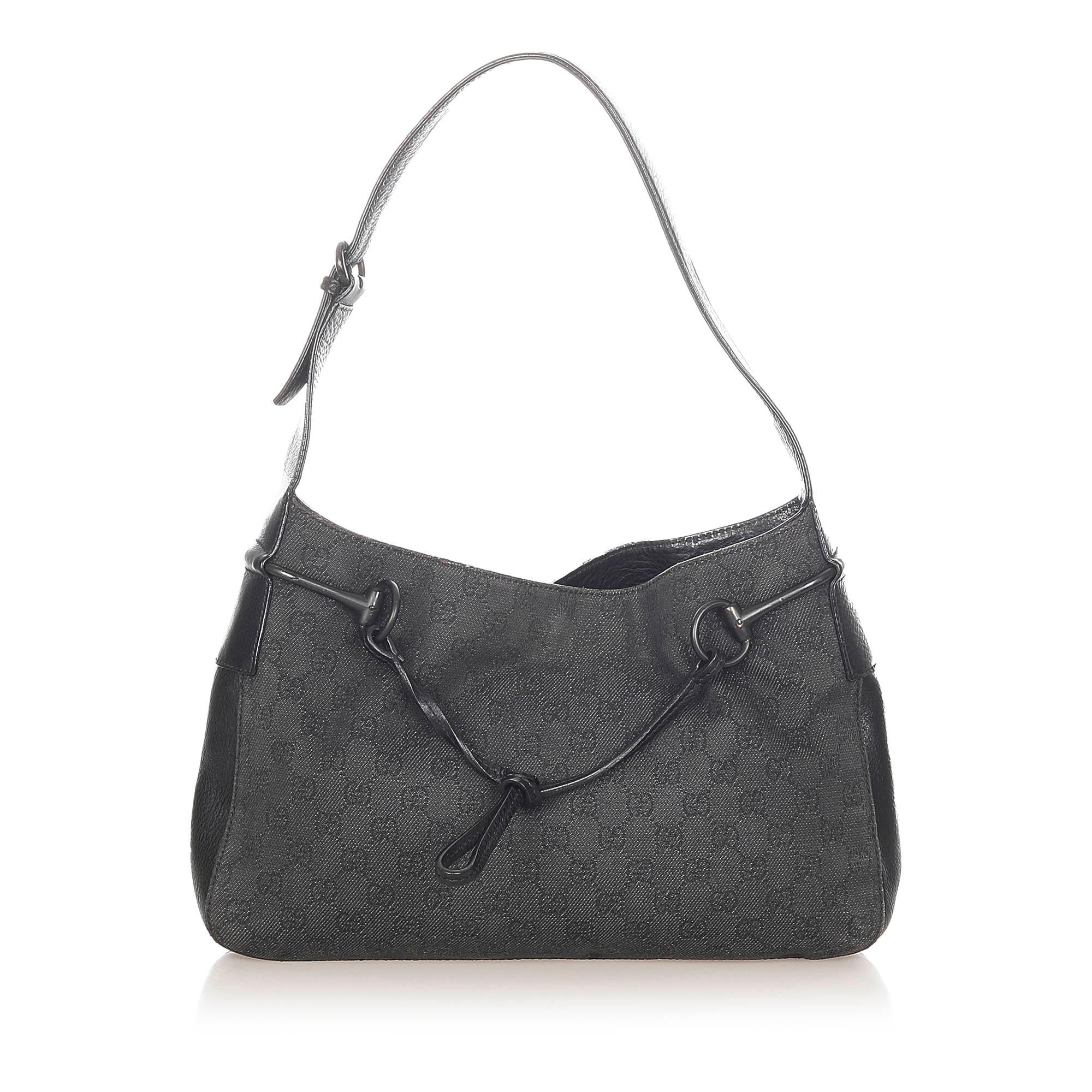 Gucci Gucci Canvas Horsebit Shoulder Bag (SHG-32126)