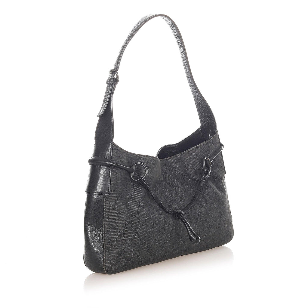 Gucci Gucci Canvas Horsebit Shoulder Bag (SHG-32126)